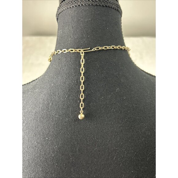 Vintage Gold Tone Mother Of Pearl Necklace 1950s Unsigned - Picture 8 of 8